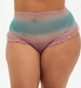 Heart Mesh Ruffle High-Rise Thong Panty Size 3 NWT by Torrid NEW